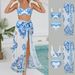 Women's Clothing Printed Split Bikini Three Piece Skirt Mesh Holiday Swimsuit_ecoleips.com