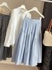 Women's Irregular Plaid Midi Skirt Spring Summer New Arrival Concealing Hips Wide A-Line Hem Bottoms_ecoleips.com