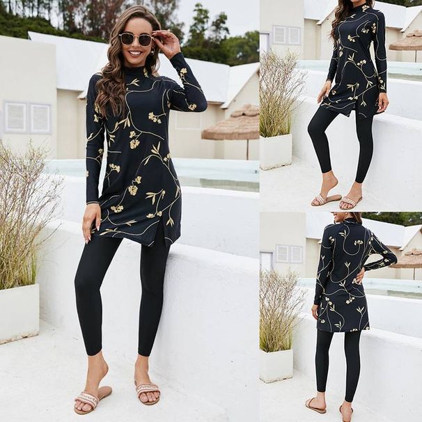 Women's Clothing Full Coverage Slim Two Piece Outdoor Long Sleeved Surfing Sunscreen Split Swimsuit_ecoleips.com
