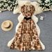 Korean Style Sleeveless Printed Dress for Women High Waisted A-Line Long Skirt Commuter Style Light Luxury Design Spring New_ecoleips.com
