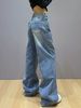 Women's Sparkly Patchwork Denim Jeans Retro Hot Girl Style Loose Flowing Boyfriend Style Floor Length Pants_ecoleips.com