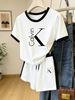 Women's Clothing Retro Suit Women's Summer New Loose Letter Print Short Sleeved Shorts Sports Leisure Two Piece Suit Ins_ecoleips.com