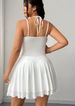 Curvy White Halter Backless Ruched Mini Dress, Summer Birthday Concert Night Party Gown_ecoleips.com