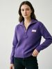 Lightweight Airy Collar Half Zip Label Patch Loose Long Sleeve Knit Top_ecoleips.com