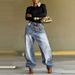 New Women's Layered Washed Denim Wide Leg Pants Fashion Design Comfortable Fit_ecoleips.com
