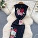 Women's Retro Cheongsam Summer Dress Chinese Style Elegant Design Heavy Embroidery Waist Cinching Sleeveless Lace Dress_ecoleips.com