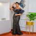 Rose-shaped Sequin Slim-fit Fishtail Evening Gown, Long Dress With Off-shoulder Ruffles, Luxurious African And European_ecoleips.com