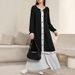 Women's Casual Long Round Neck Pullover Sweater Dress With Color Block Ruffle Hem_ecoleips.com