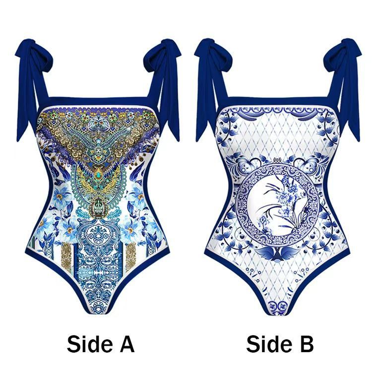 Conservative One Piece Swimsuit Belly Covering Beach Hot Spring Three Piece French Retro Bikini Women's Clothing_ecoleips.com