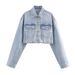 Rhinestone-Embellished Denim Jacket & High-Waisted Straight Jeans Set – Trendy Two-Piece Outfit For Women (XS/S/M/L, Blue)_ecoleips.com