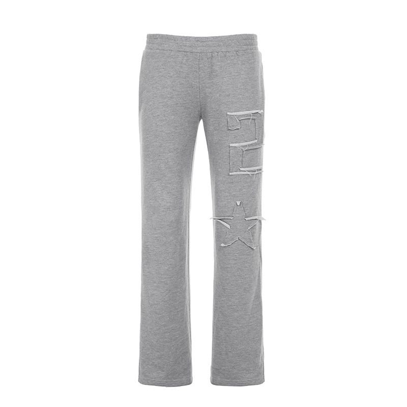 New European And American Style Solid Color Comfortable Versatile Sports Suit With Frayed Hem Slim-fit Sweatshirt +_ecoleips.com
