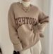 Women's Clothing chic stylish printed letters casual knitted sweater loose candy color versatile thick warm women_ecoleips.com