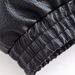 Women's Faux Leather Jacket With Stand Collar, Litchi Grain Texture, Loose Fit, Long Sleeve, Black, Casual & Office Wear_ecoleips.com