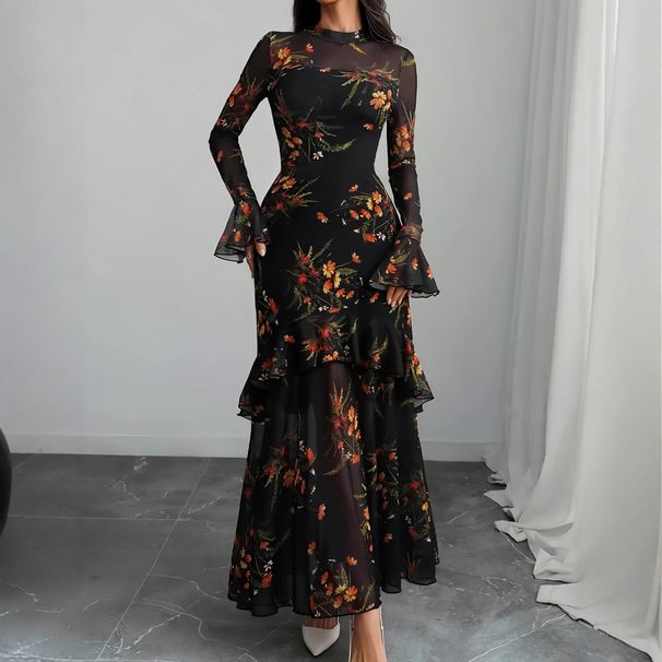 Large Stock Available. Two Piece Set: Black Floral Print Sundress With Spaghetti Straps, Elegant, Sweet, And Ethereal French Style._ecoleips.com