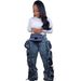 Women's Clothing Women's Style Denim Cargo Pants Straight Leg Trousers With Multiple Pockets Street Style Unique Design_ecoleips.com