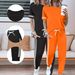 Women's Spring Summer Two Piece Set Round Neck Short Sleeve High Waist Pants With Side Pockets Casual Comfortable Outfit_ecoleips.com