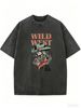 Wild West Texas Cowgirl Print, Vintage Western Style Women's T-shirt, Acid Washed Finish, Loose Fit, Perfect For Everyday Country Music Festival Wear._ecoleips.com