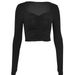 AB378 European And American Early Spring New Long-sleeve V-neck Cropped Tight-fitting Street Style Ruched_ecoleips.com