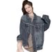 Women’s Slim Fit Denim Jacket With Detachable Hood – Trendy Spring/Autumn Long Sleeve Coat (Dark/Light Blue, S-5XL)_ecoleips.com