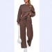 Aria Basics 2025 European American Women's Autumn Winter Long Knit Two-piece Set, Long-sleeved Casual Wide-leg Pants With Drawstring_ecoleips.com