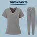 Women's Clothing Split Surgical Overalls V Neck Short Sleeves Female Hospital Scrub Suits Female Operating Room Washing Clothes_ecoleips.com