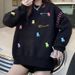 girl High-end Bear Embroidery Unique Pullover Knit Women, Loose Lazy Style, Soft Cozy Outerwear Sweater For Autumn And Winter_ecoleips.com