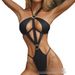 Women's High Elasticity Cross-Back One-Piece Swimsuit - Sexy Cutout Bikini Swimsuit For Swimming & Beach_ecoleips.com