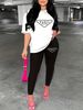 Women's Casual Loose And Fashionable Paris Pattern Print Loose T-shirt+cropped Pants Two-piece Home Sportswear Daily Wear-433_ecoleips.com