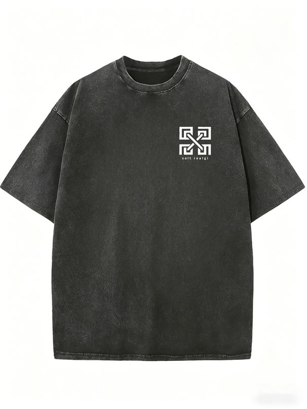 Women's Oversized Vintage Wash Shirt, Casual Short Sleeve Urban Style Top_ecoleips.com