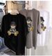 Women's Oversized T-Shirt Korean Style Longline Casual Tee Soft Cotton Blend Short Sleeve Top for Daily Wear with Cartoon Print_ecoleips.com