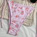 Women Light Pink Floral Triangle Bikini Set Halter Back Tie Mini Bow Side Tie High Cut Cheeky Two Piece Beach Bathing Suit_ecoleips.com