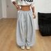 Y2K American Style Street Style Sweatpants Women's High Waist Loose Pleated Wide Leg Casual Sports Pants_ecoleips.com