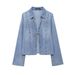 Women's Clothing Women's Bow Tie Denim Shirt - Stylish & Versatile Casual Top For Streetwear Fashion_ecoleips.com