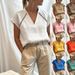 Women's Casual V-Neck Short Sleeve T-Shirt Regular Fit Pullover Top New Arrival_ecoleips.com