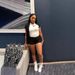 Women's Clothing Casual Sports Suit High Waist Shorts Raglan Contrast Short Sleeved T Top With Headband Street Fashion Hottie_ecoleips.com