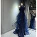 Women's Clothing Temperament Halter Neck Evening Dress Blue Sequins Student Piano And Violin Performance Clothes Annual Meeting Host Dress_ecoleips.com
