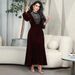Verve Because500219 Muslim Dubai Velvet Evening Gown Robe Blue Water Drop Rhinestone Jalabiya Women's Wear_ecoleips.com
