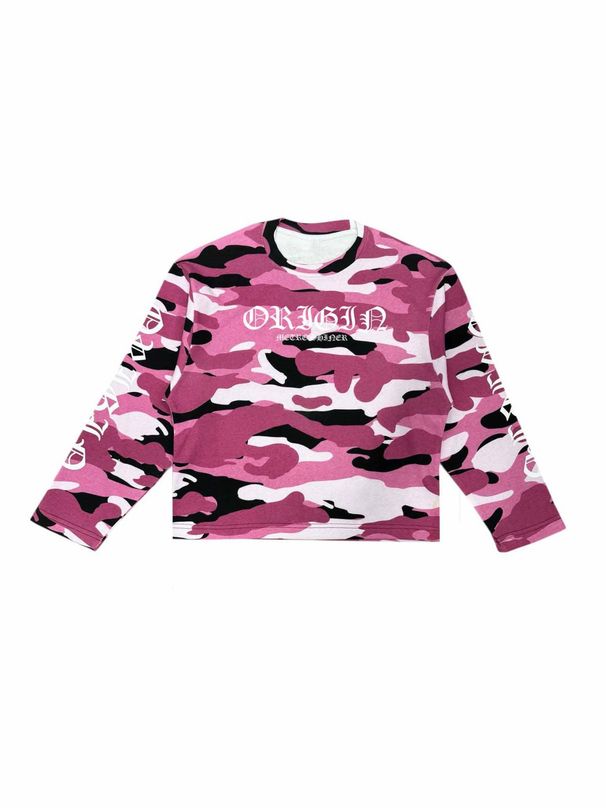 Camouflage 3D Print Crew Neck Sweatshirt Long Sleeved Loose Fit for Men And Women Independent Website Cross Border New American Street Hip Hop Style_ecoleips.com