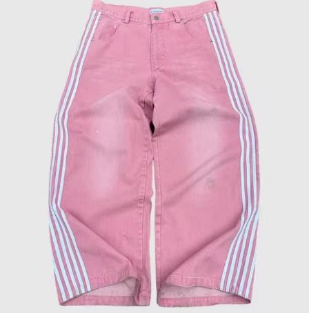Women's Clothing Retro Street Hip Hop Jeans Striped Wide Leg Pants Loose Casual Trousers Trend_ecoleips.com