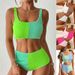 Women's Clothing High-Waisted Bikini Confidence Set – Sexy Two-Piece Swimsuit With Solid Colors (S-XL, 4 Colors)_ecoleips.com
