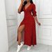 Spot Goods Women's Bohemian Polka Dot Dress V Neck Fitted Waist Full Skirt Spring Summer Beach Dress Best Selling_ecoleips.com