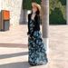 Blue Oil Painting Style High-end Suspender Dress, Summer Floral Dress Petite Women, Suitable For Travel And Photo Shoots_ecoleips.com