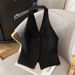 Spicy Women's V Neck Halter Vest 2024 Spring New Style Commuting Mature And Stylish Light Luxury High End Blazer_ecoleips.com