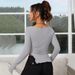 Voya Women's Clothing European And American Women's Clothing With Slit Design, Slim-fit Long-sleeve Irregular Slimming Short Base_ecoleips.com