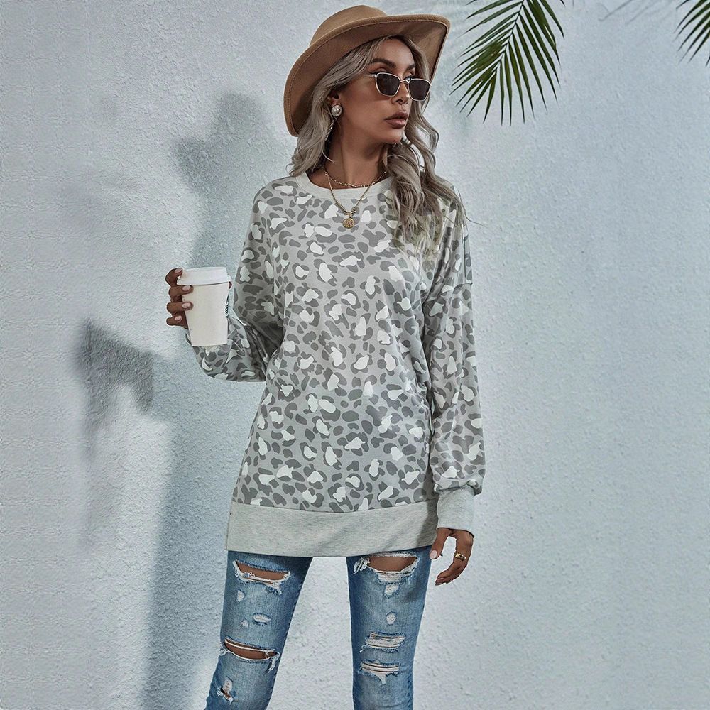 Women's Clothing Leopard Print T Shirt Casual Women's Leopard Print Long Sleeve T-Shirt – Stylish Fall & Winter Casual Top With Comfortable Loose Fit_ecoleips.com