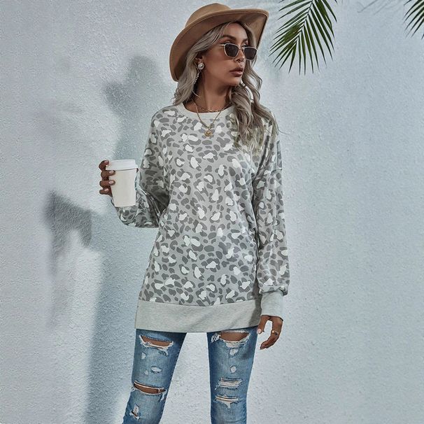 Women's Clothing Leopard Print T Shirt Casual Women's Leopard Print Long Sleeve T-Shirt – Stylish Fall & Winter Casual Top With Comfortable Loose Fit_ecoleips.com