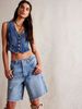 K Women's Short Denim Top, Women's Waist Cinched, Sexy Deep V-neck Vest, Outerwear Vest_ecoleips.com