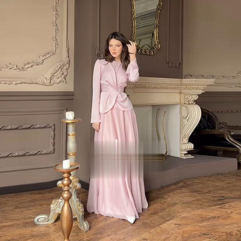 Women's Clothing Elegant Irregular Splicing Long Sleeved Dress_ecoleips.com