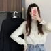 Women's Long-Sleeve Tops, 2026, Spring/Autumn/Winter, Ruffled Design With A Half-Turtleneck Base Shirt, Trendy Style_ecoleips.com
