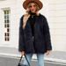 Women's Clothing Fashion Casual Short V Neck Ladies Faux Fur Artificial Fur Coat Tops_ecoleips.com
